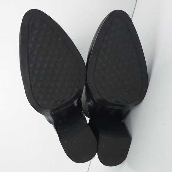 Aerosoles Black Leather Squared Up Buckle Slingback Bootie High Heels - Picture 5 of 8